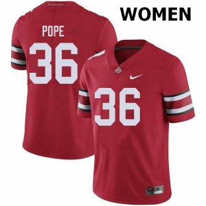 NCAA Ohio State Buckeyes Women's #36 K'Vaughan Pope Red Nike Football College Jersey ERI2345SR